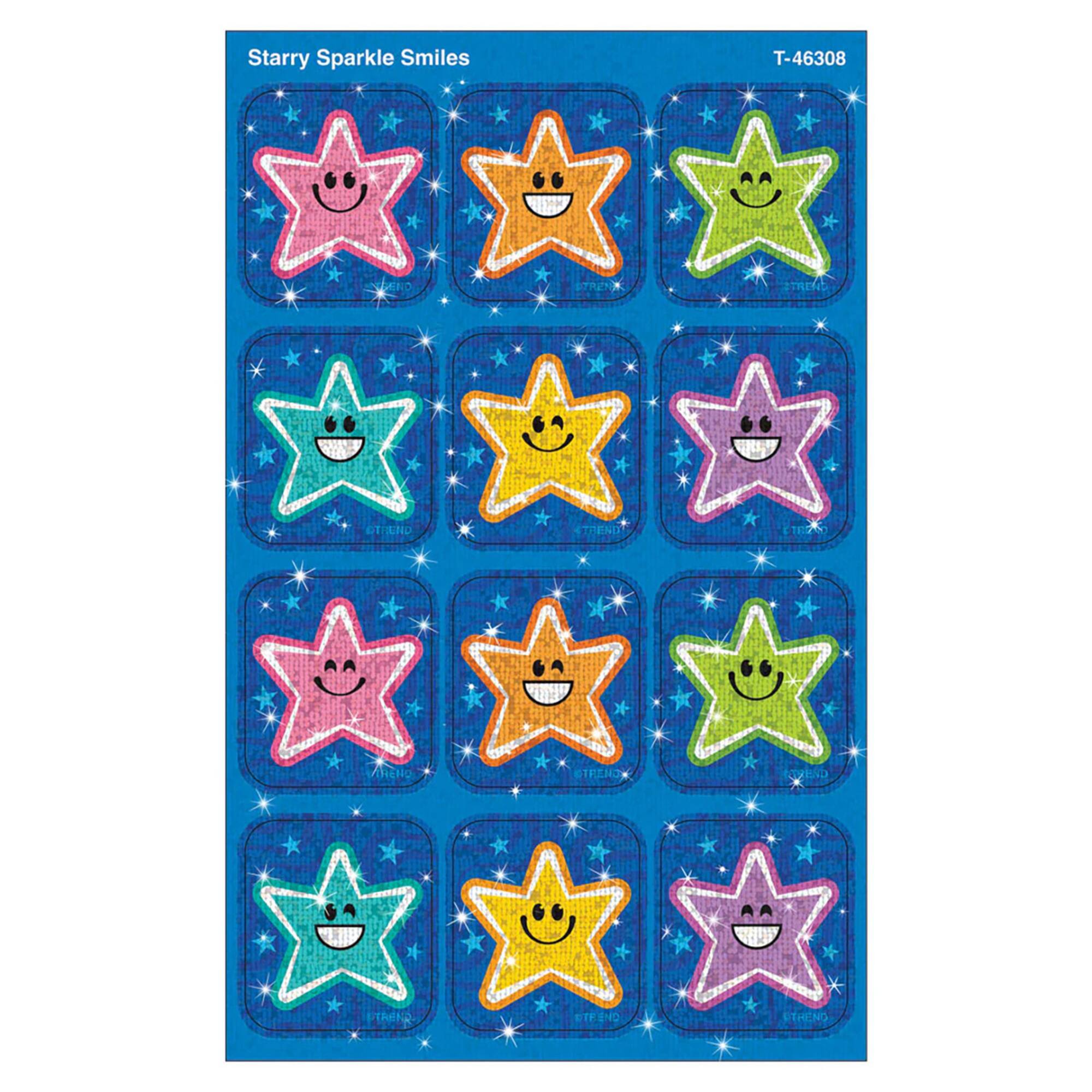 TREND Enterprises® Starry Smiles Sparkle Stickers®, 6 Packs of 24